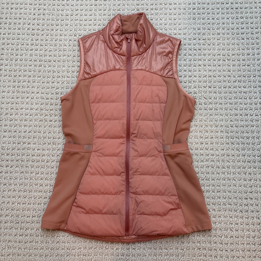 Lululemon Womens Down for It All Vest Shine Sz 8 Pink Savannah Coral Orange